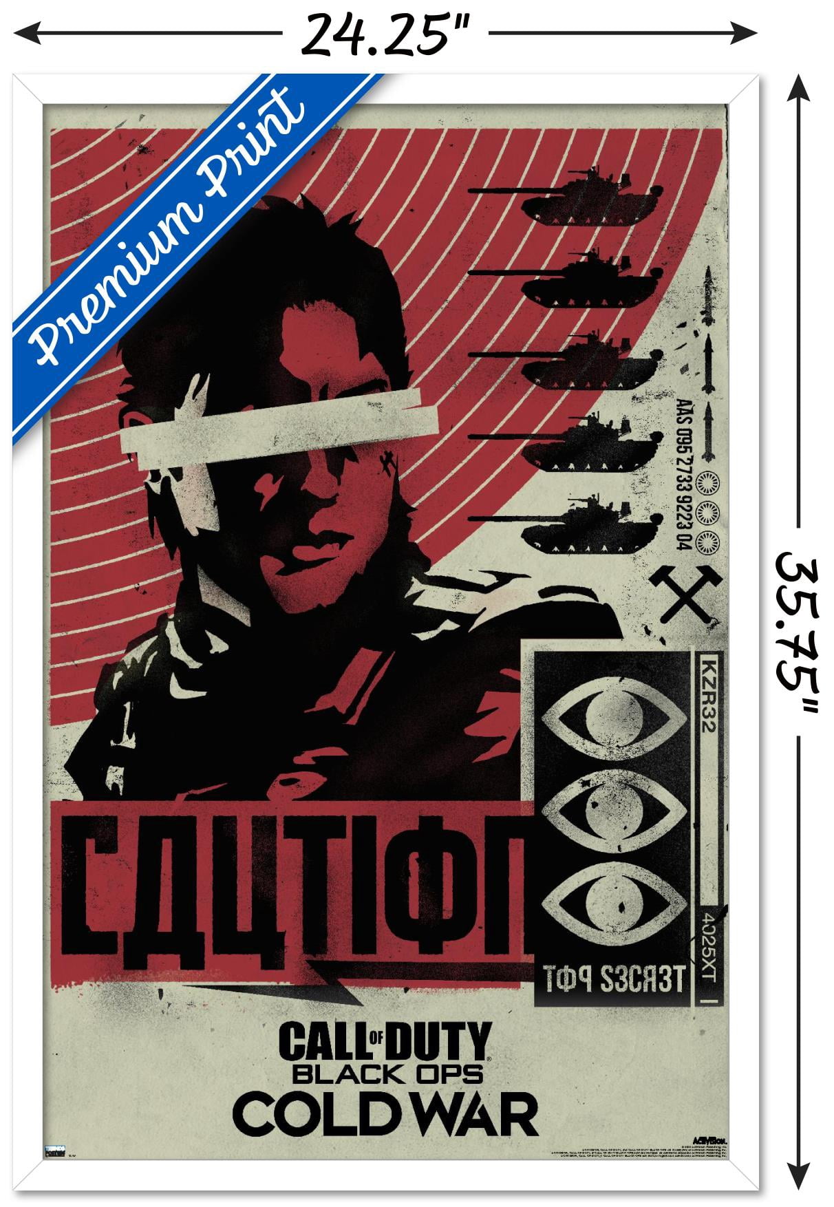 Call of Duty: Black Ops Cold War - Caution Wall Poster, 22.375" x 34", Framed