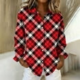 thumbnail image 3 of Fmbrln Womens Plaid Shirts Long Sleeve Button Turndown Collar Shirts Tops Fashion Casual Lightweight Blouse, 3 of 4