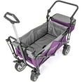thumbnail image 3 of WonderFold Push & Pull Premium Utility Folding Wagon with Canopy, Purple, 3 of 5