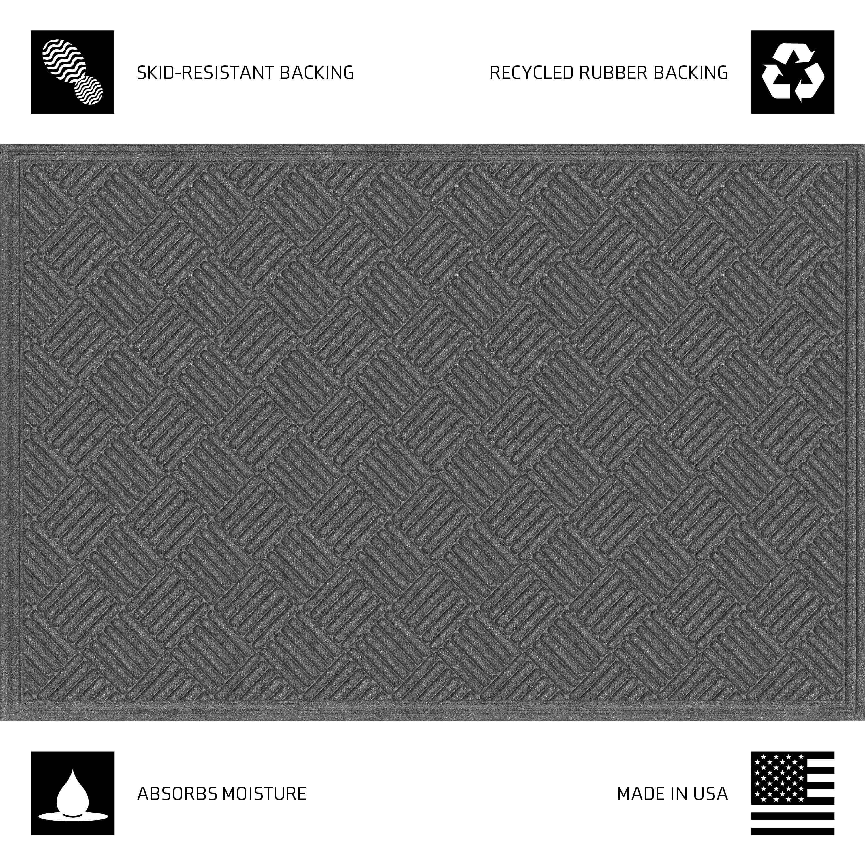 Mainstays Textures Crosshatch Polyester and Rubber Backed Doormat, 4' x 6', Smoke
