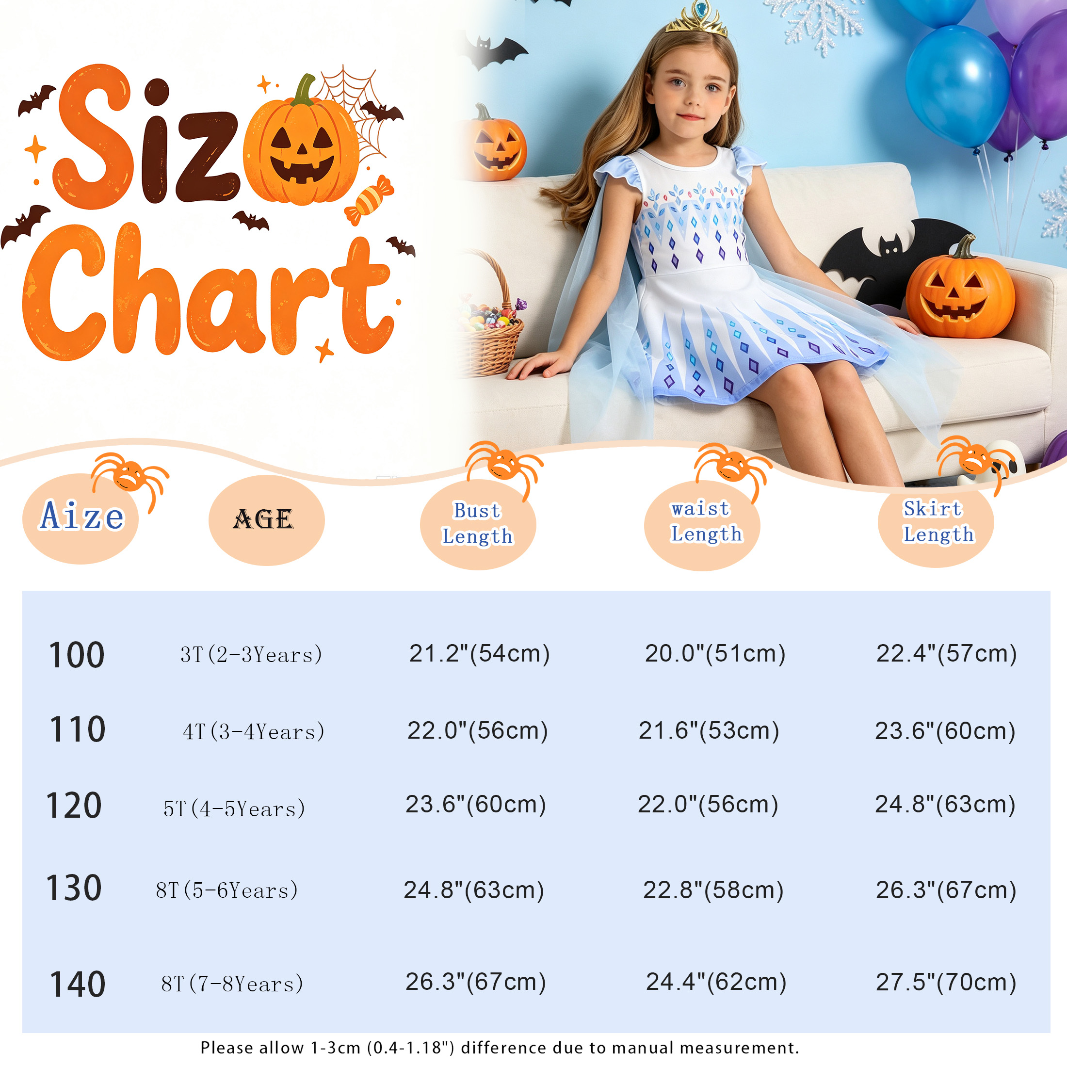 Benylion Ice Princess Dress Costume for Girls, White, 3-4 Years photo 5