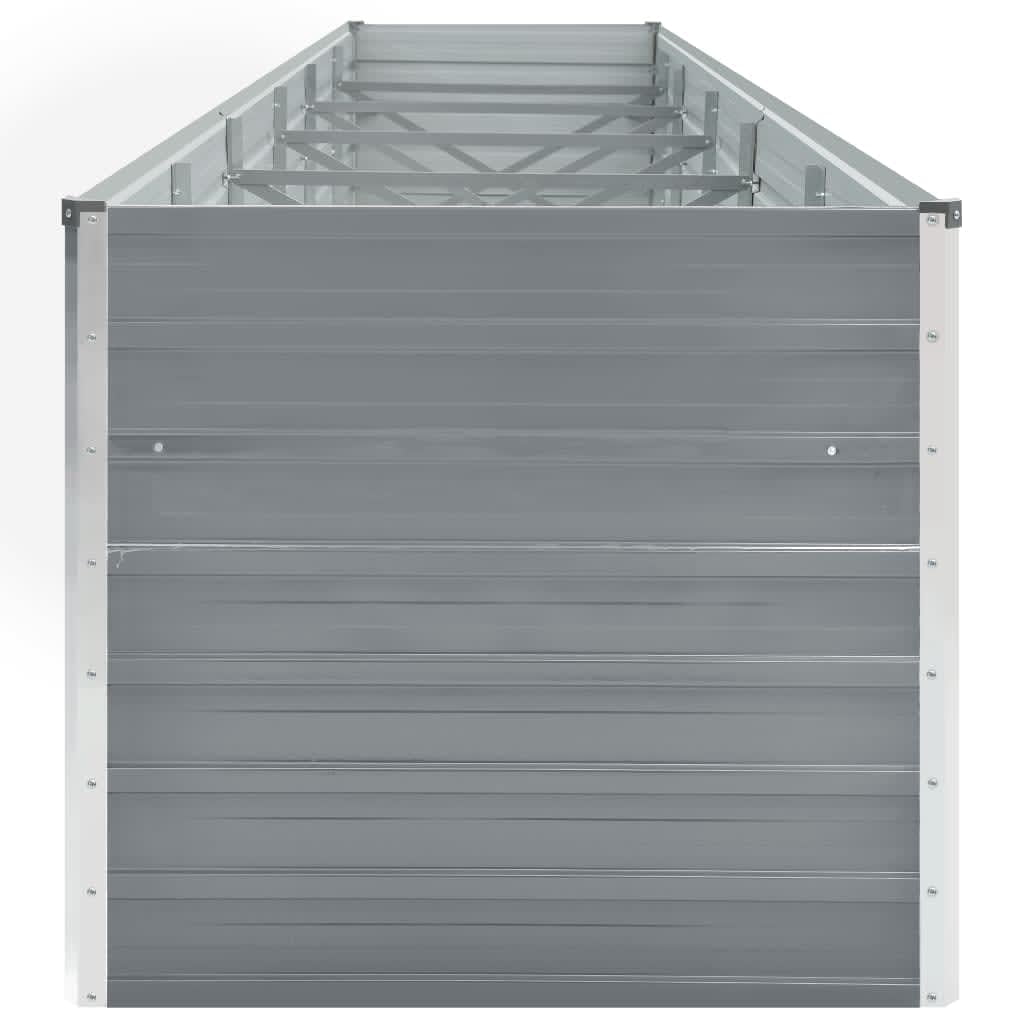 vidaXL Raised Garden Bed Flower Bed Galvanized Steel Outdoor Planter Gray