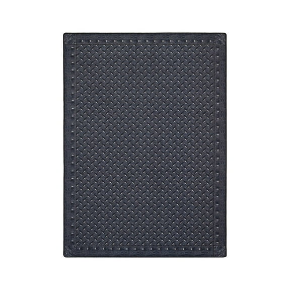 Diamond Plate 3'10" x 5'4" Area Rug In Color Steel Blue