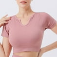 thumbnail image 2 of yillto Crop Workout Tops for Women Summer Short Sleeve Gym Athletic Shirts Cute Tight Basic Top Tee, 2 of 3