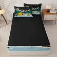 thumbnail image 3 of catabedysis Starry Camping Zipper Twin Comforter Sets with Fitted Sheet and 2 Pillowcases,Bear Tent Print Zipper Bedding Set For Boys,Multicolor,Black Reversible,4 Pieces, 3 of 7