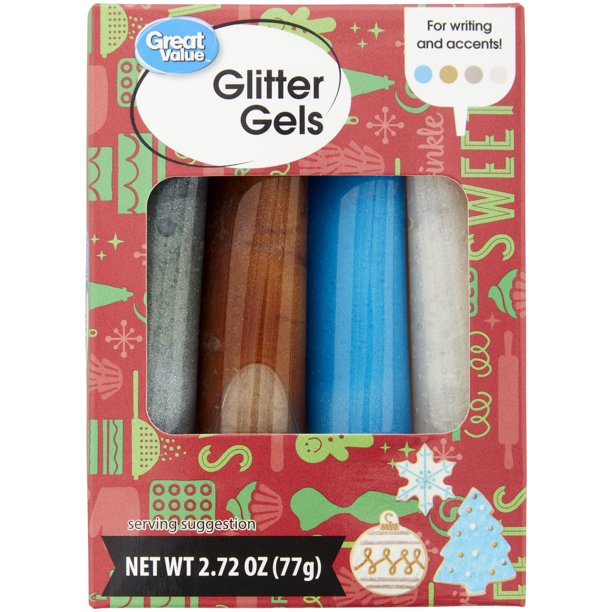 Great Value Silver, Gold, Blue and White Holiday Glitter Gel Frosting