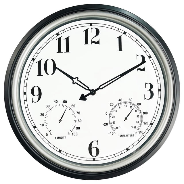 Reloj de pared Rsobl de 40 cm, impermeable, con termómetro e higrómetro