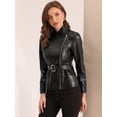 thumbnail image 3 of Chaqueta de Moto para Mujer Allegra K Cuero PU Negro S, 3 of 6