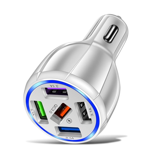 5USB QC3.0 Cargador de coche 3.1A Puertos múltiples Teléfono Carga rápida rápida (Blanco) Ehuebsd Para estrenar