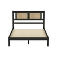 thumbnail image 3 of Yesurprise Queen/Full Bed Frame, Wooden Platform Bed with Natural Rattan Headboard, Modern Minimalist Bed Frame with 12 Slats for Bedroom, Easy Assembly, 3 of 8