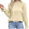 thumbnail image 2 of Wensltd Womens White Shirt Long Sleeve Stand-up Collar Blouse Business Casual Tops, 2 of 6