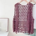thumbnail image 2 of Yigetop Crochet Vest for Women, Women's Crochet Top Lace Vest Crewneck Crochet Hollow Out Cover Up Summer Going Out Tops Going Out Tops for Women Purple one Size, 2 of 4