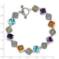 thumbnail image 3 of Sterling Silver w/14k Multi Gemstone Bracelet, Gem Cttw 20.35, 3 of 3