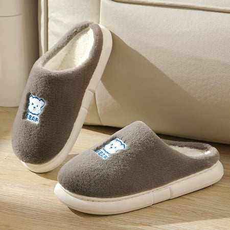 

Dyfzdhu Fuzzy Slippers For Men Warm Winter Home Cotton Slippers Fashion Cute Printing Warm Slippers Casual Home Shoes