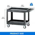 thumbnail image 3 of DEXTRUS Chariot Utilitaire Robuste à Roulettes avec Roues Verrouillables, Chariot de Service en Plastique HDPE à 2 Tablettes, Capacité de 550 Lb, 45 Pouces x 25 Pouces x 34 Pouces, pour Garage, Cuisine et Atelier, Gris, 3 of 11