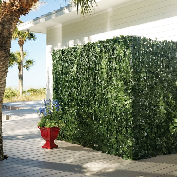 BrylaneHome Outdoor Décor Weather Resistant Sturdy High Artifical Green Privacy Screen Fence 59"H Home Patio Deck Yard