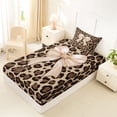 thumbnail image 4 of Erosebridal Chic Leopard Print Twin Sheet Sets,Light Brown Bowknot Print Bedding For Bow Lovers 3pcs, 4 of 6