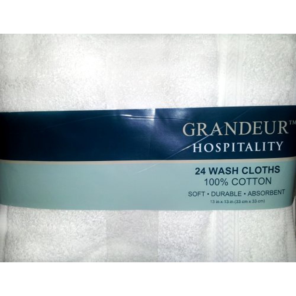 Grandeur Hospitality 100 Cotton Wash Cloths 24 Pack