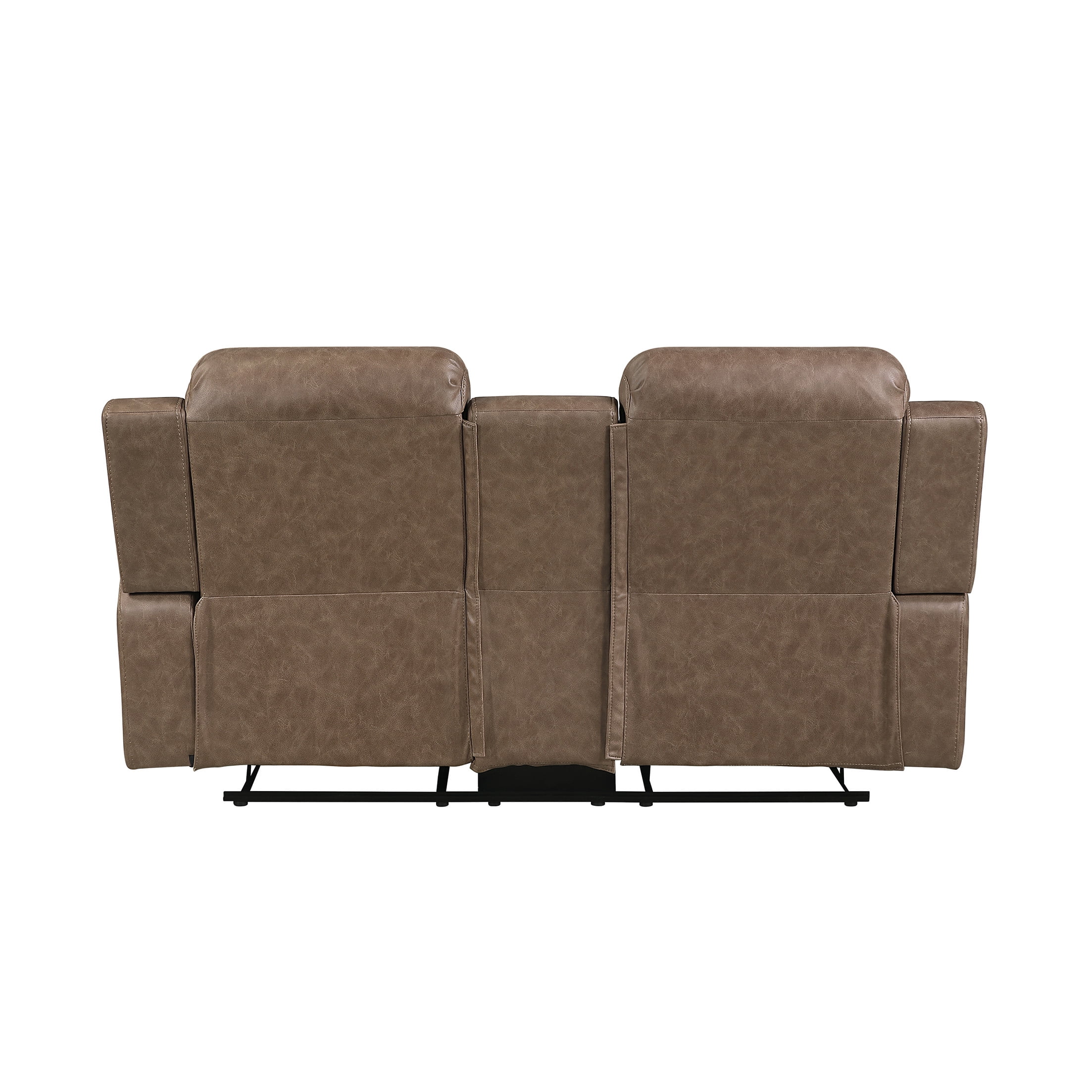 OakvillePark Vensley Microfiber Manual Double Reclining Love Seat with Center Console, Brown