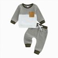 thumbnail image 3 of Baby Boys Outfits 2Pcs Fall Winter Clothes Striped Waffle Long Sleeve Shirts Tops Elastic Waist Pants Toddler Outfits Set Kaprioy Baby Boy Clothes 9 12 18 24 Months 2T 3T, 3 of 4