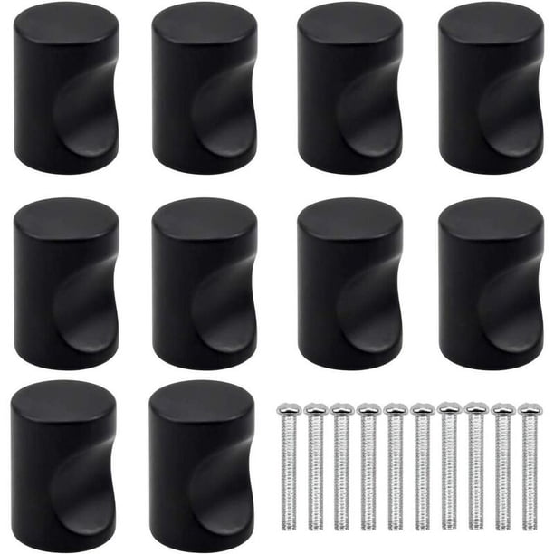 10 manijas negras para puertas de cajones, perillas para muebles, perillas para cajones con un orificio redondo, perillas para puertas modernas, manijas para muebles para gabinetes, cocinas, guarderí JAMW Sencillez