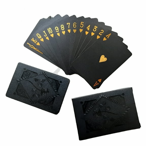 BESTSKY Black Gold Plastic Poker Waterproof Creative Black Playing Card Black Rose