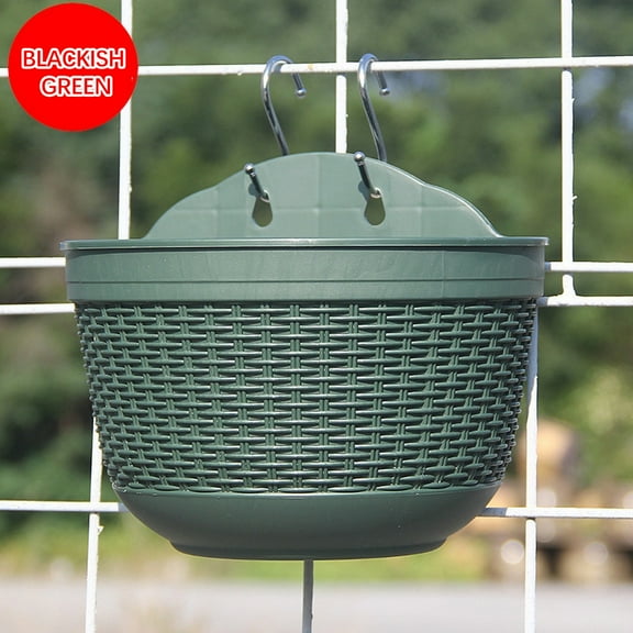 Clearance! Haidf Wall Hanging Planters, Half Round Wall Flower Pots with Drainage Meshes and S Hooks, Plastic Wall Hanging Basket for Indoor Outdoor Balcony Garden, Fence Planters, 8.3 Inch, Green