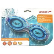 Junior Glide Print Swimming Goggles,Aqua with Blue Paint Splatter and Sparkly Design,Latex-Free, UV Protection, Anti-Fog and Flex Fit for Recreational Swimmers Ages 6-14 Years