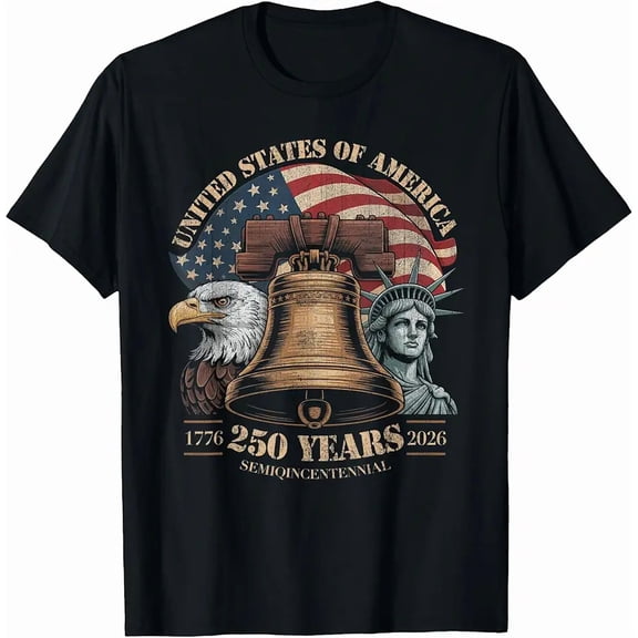 Men's Patriotic 250 Years USA Semiquincentennial Liberty Bell T-Shirt