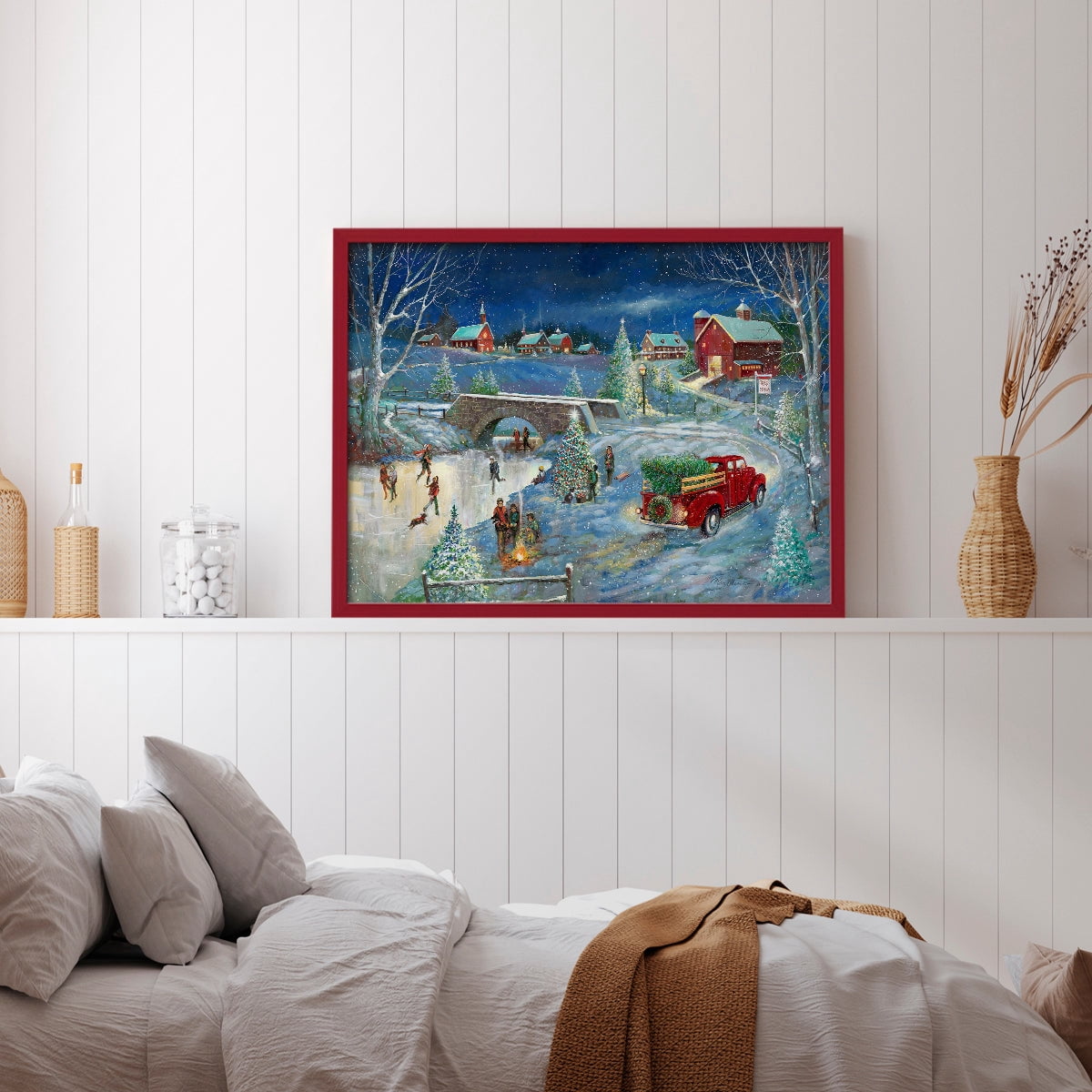 Warm Holiday Memories by Ruane Manning - Restickable Framed Giclée Print with Real Wood Frame
