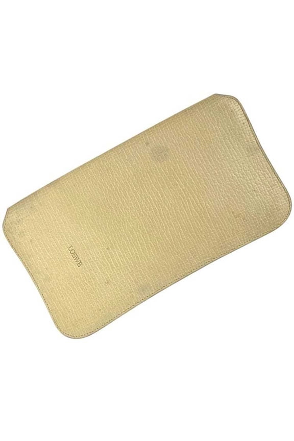 Pre-Owned Loewe Round Organizer ec-24985 Beige Leather Travel Pouch, Pass Case, Card Holder,...