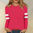 thumbnail image 3 of Annhoo Plus Size Tops for Women 2025 Long Sleeve Crewneck Striped T Shirts Fall Casual Going out Blouse Tees, 3 of 5