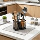 thumbnail image 5 of Escurridor de Utensilios de Cocina de Pared: Organizador de Cubiertos de Doble Compartimento con Bandeja Extraíble para Palillos, Cucharas, Tenedores y Espátulas., 5 of 6