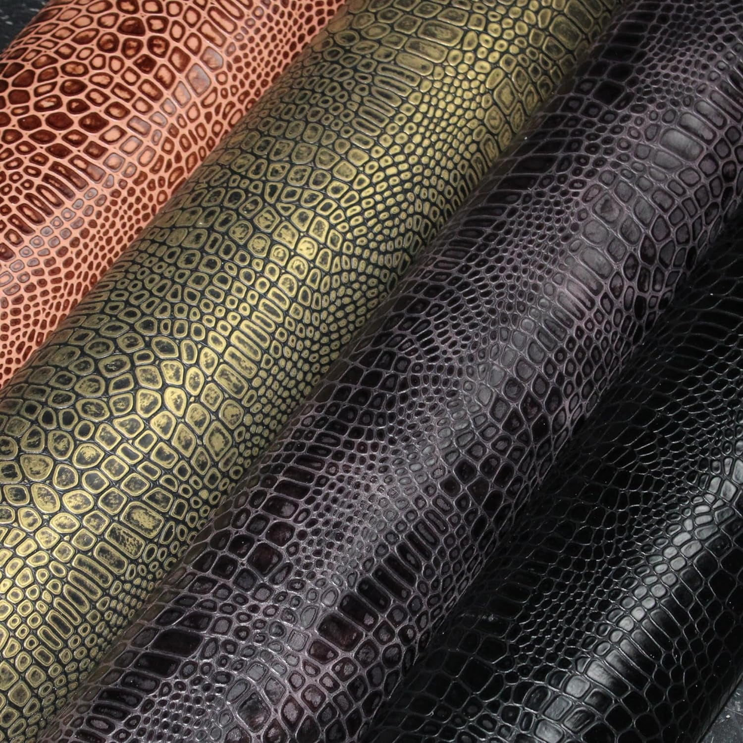 ArtisanCowhides Genuine Reptile Embossed Cowhide Leather for Crafts Projects–  Black 10 SqFt - 3.5-4.0 oz