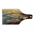 thumbnail image 1 of Clouds Cutting Board, Sunset on the Hill Tops Above the Clouds Unusual Extreme Morning Glory Print, Tempered Glass Cutting and Serving Board, Wine Bottle Shape, Orange White Brown, by Ambesonne, 1 of 1