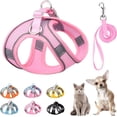 thumbnail image 1 of Enkarl Harnais et Laisse Doux pour Petit Chien, Harnais pour Chiot à Enfiler en Maille Aérée, Laisse, Harnais pour Promenade Facile, Gilet Harnais pour Chien Ajustable Réfléchissant Anti-Traction pour Petits Chiens Chats (Rose, P), 1 of 8