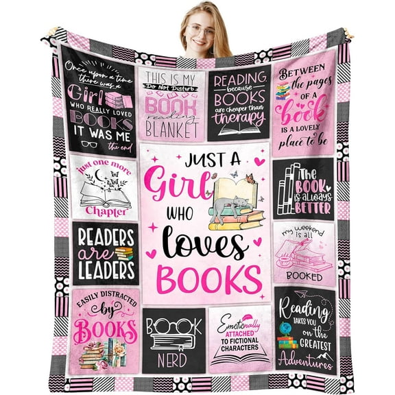 Gifts for Book Lovers Women, Bookish Gifts for Book Lover Women, Book Club Gifts for Readers Throw Blankets 60" x 50", Book Lover Gifts for Reading Lovers/Librarian/Bookworm/Book Nerd