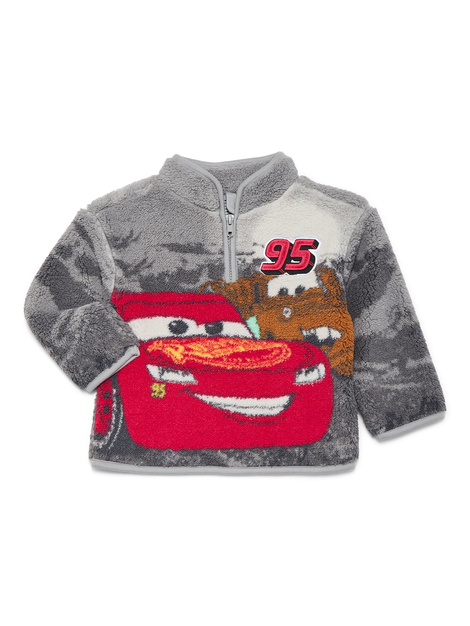 Disney Pixar Cars Toddler Boys Plush Fleece Half Zip Sweatshirt, Sizes 12M-5T
