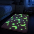 thumbnail image 4 of MMJ Glow in Dark Bath Mat Microfiber Soft Absorbent Non-Slip Machine Washable Geometric Crescent Star Pattern 23.62x15.75in, 4 of 8