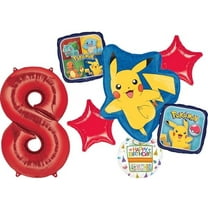 Anagram 8th Birthday Party Supplies 7pc Pikachu Foil Balloon Bouquet Decorations