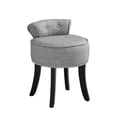 thumbnail image 2 of Inspired Home Bardot Linen Vanity Stool Nailhead Trim Roll Back Bedroom, Grey, 2 of 7