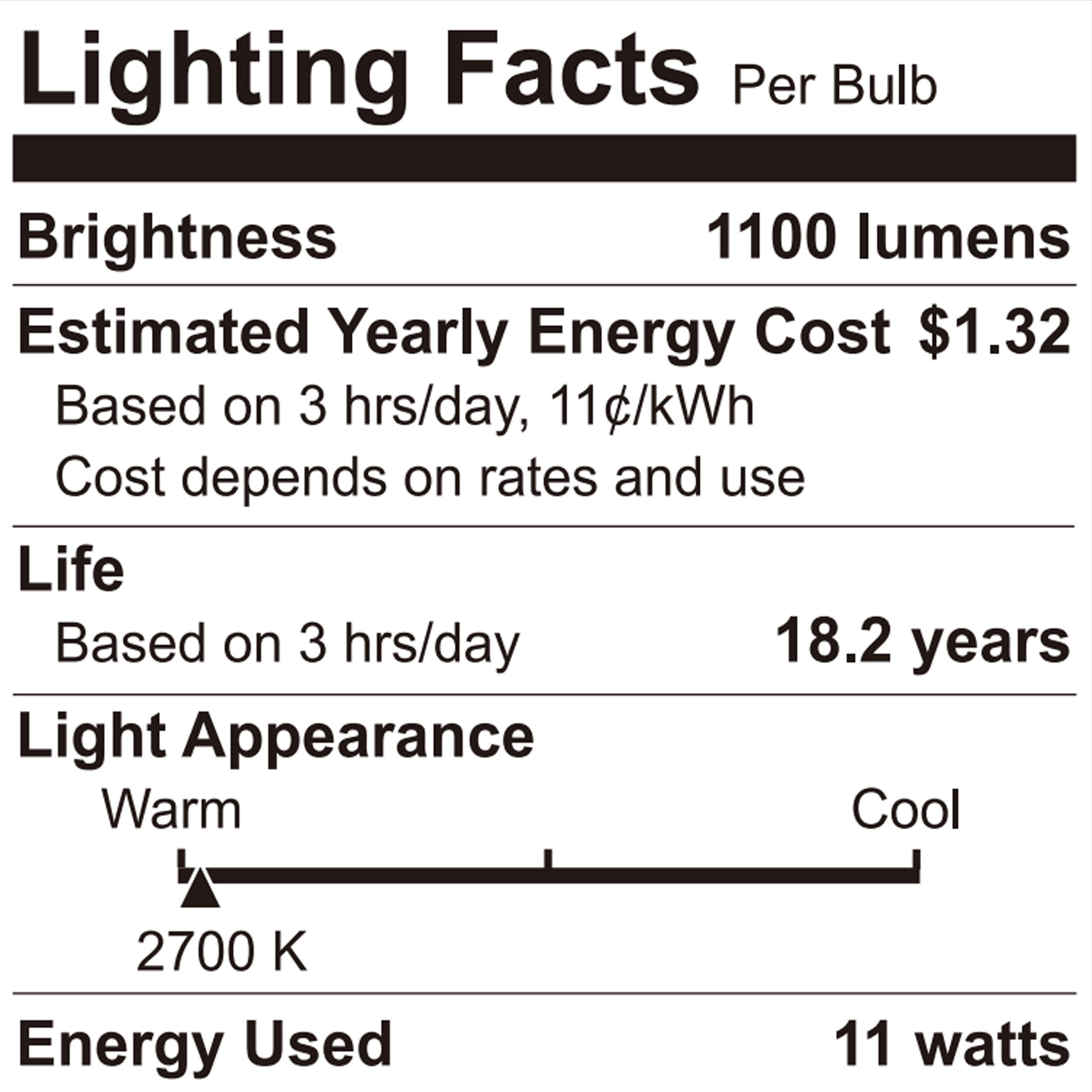 Great Value 18YR A19 LED Light Bulb, 11W (75W Equivalent) Dimmable Soft White E26 Medium Base, 24 Pack