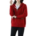 thumbnail image 4 of Women'S Full Zip Up Hoodies Soft Knit Sweaters Drawstring Long Sleeve Casual Trendy Cardigan size, 4 of 9