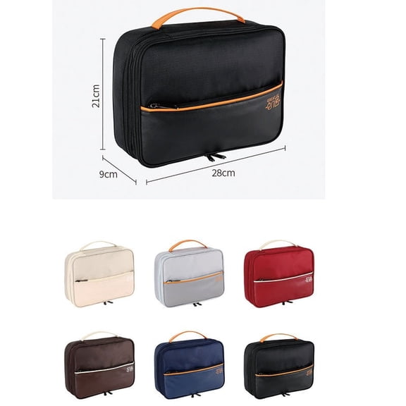 Portable Travel Toiletry Bag Organizer with Handle – Waterproof Cosmetic & Makeup Storage Case with Multiple Compartments for Toiletries, Makeup, Shaving Kit – Travel Organizer Bag (Off-White)