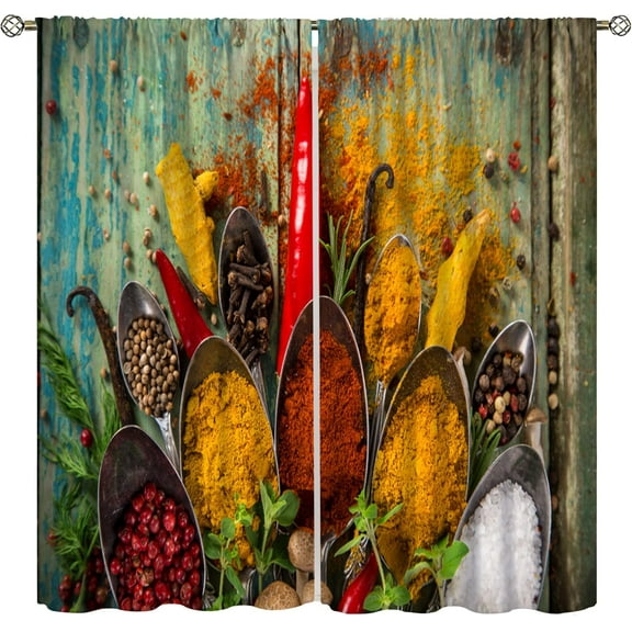 Spicy Curtains for Kitchen,Vegetable Fruit Country Style Curtains for Bedroom Farmhouse Decor,Cooking Theme Farm Drape 2 Panel Sets,42x54 Inch