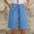 thumbnail image 5 of CheerKidz Women's Summer Loose Short Pants Drawstring Elastic Waist Casual Pockets Pants Lightweight Breathable Comfy Lounge Shorts for Travel(Blue,2XL), 5 of 9