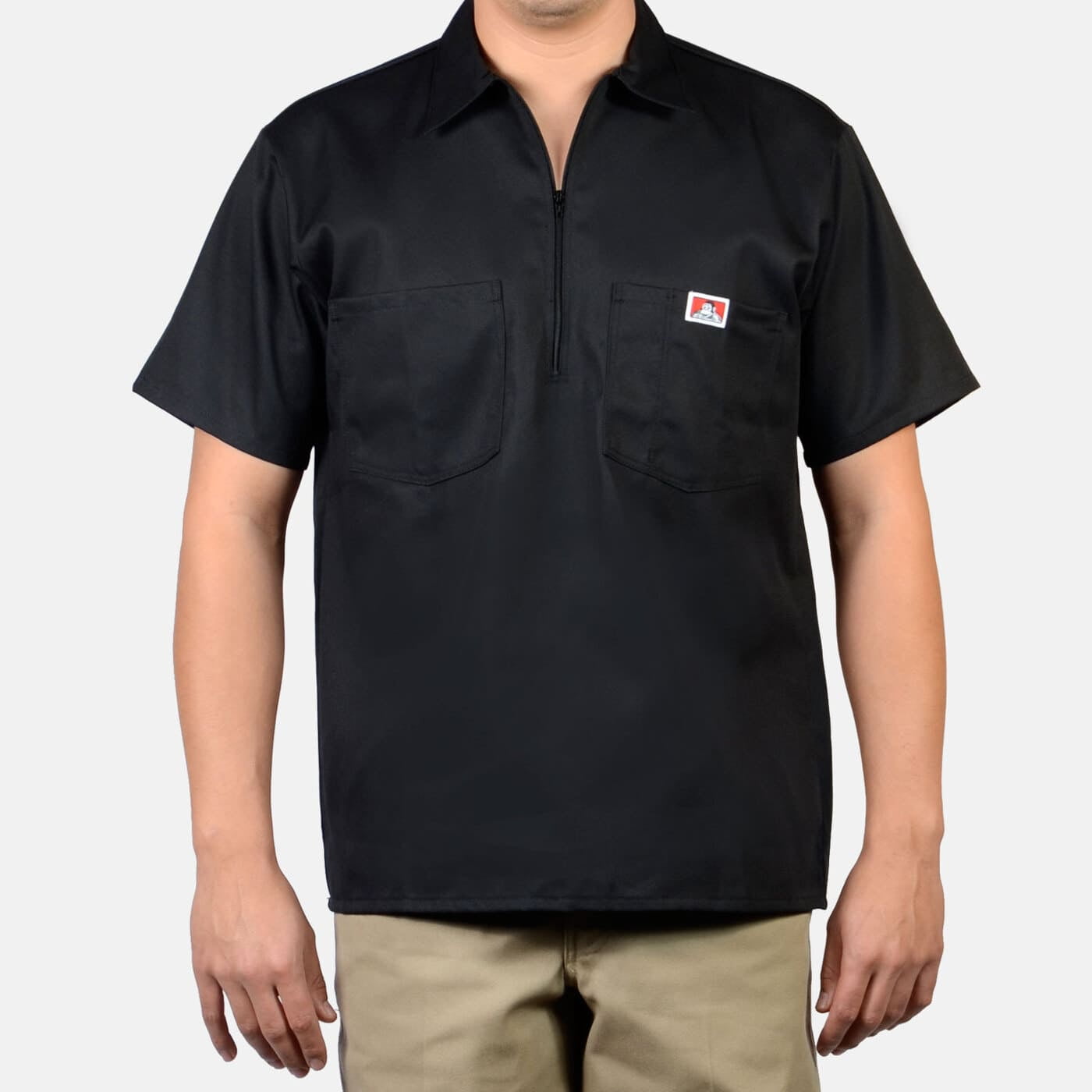 【激安大特価!】 Ben Davis Men's Half-Zip Short Sleeve Collared Solid Work Clothing