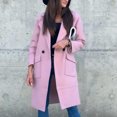 thumbnail image 5 of Abrigo De Longitud Midi Con Botones, Chaqueta De Abrigo De Manga Larga Suave De Moda Color Puro Para Invierno ANGGREK Rosa M, 5 of 5