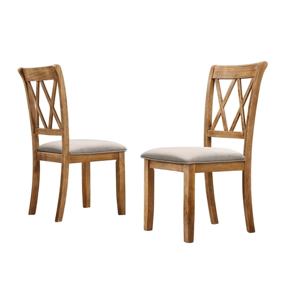 Roundhill Furniture Windvale Dining Chair, Set of 2, Cottage Oak