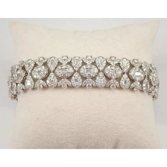 5 Ct Round Cut White Moissanite Tennis Women's Bracelet 14K White Gold Plated